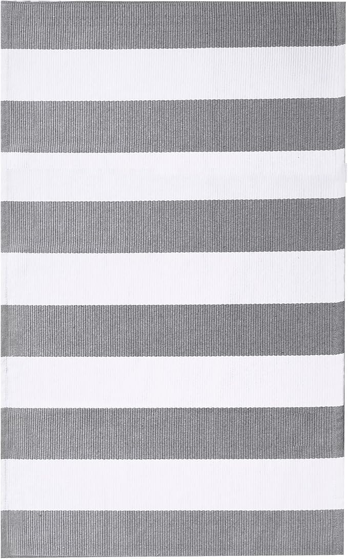 IOHOUZE Grey White Striped Rug -27.5" X 43" Front Door Mats Outdoor, Washable - Image 8