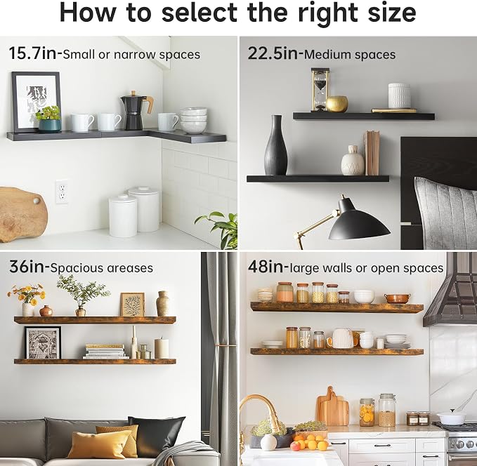 BAYKA Floating Shelves for Wall, 36 inches Wall Mounted Wood Shelves for - Image 9