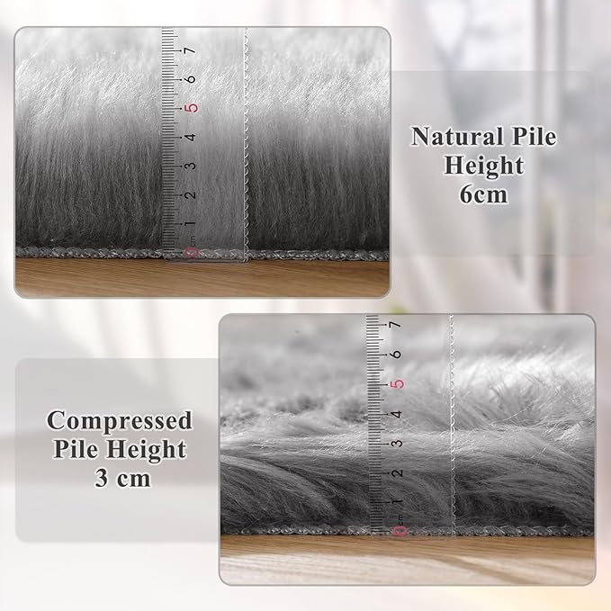 ORINOVA Shag Washable Area Rugs 8x10 Grey Fluffy Rug - Image 4