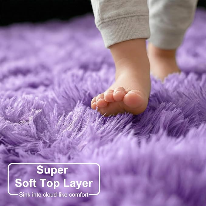 Amdrebio Purple Area Rugs for Bedroom Girls Room Decor Aesthetic, 5x7 Cute - Image 8