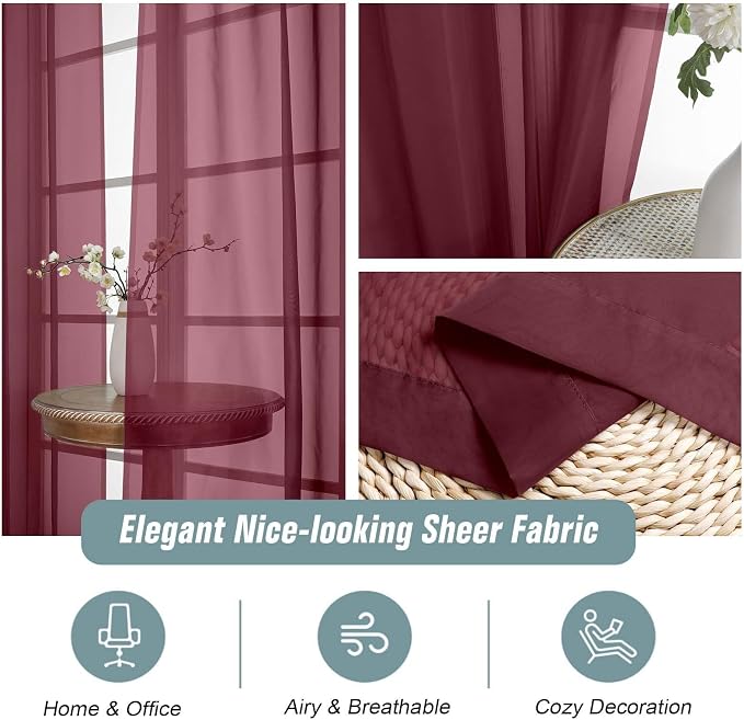 Extra Wide Sheer Curtains 120 Inches Long, Extra Long Light Filtering Modern - Image 4
