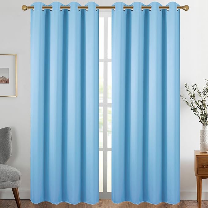 Diraysid Sky Blue Grommet Blackout Curtains by Diraysid%2C+refresh+your+life