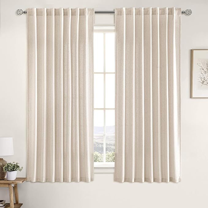 MIULEE Non-See-Through Privacy Linen Curtains 2 Panels, Light Filtering Window - Image 3