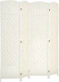 HOMCOM Room Divider, 6 Ft 4 Panel Folding Privacy Screen, Hand-Woven PP Wall by HOMCOM
