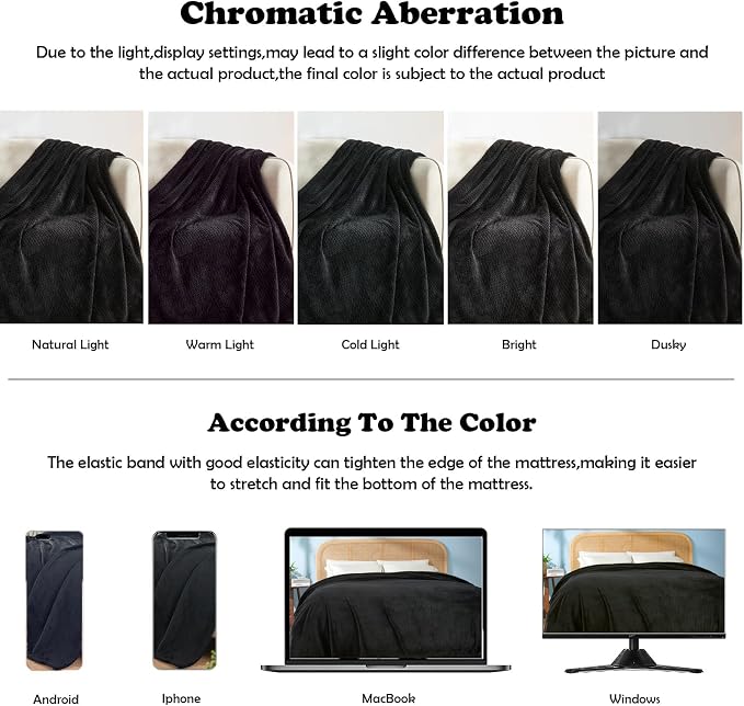 NEWCOSPLAY Super Soft Throw Blanket Black Premium Silky Flannel Fleece Leaves - Image 6