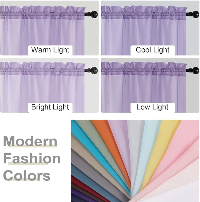 Sheer Lavender Curtains for Bedroom Living Room 63 Inch Length 2 Panels - Image 7