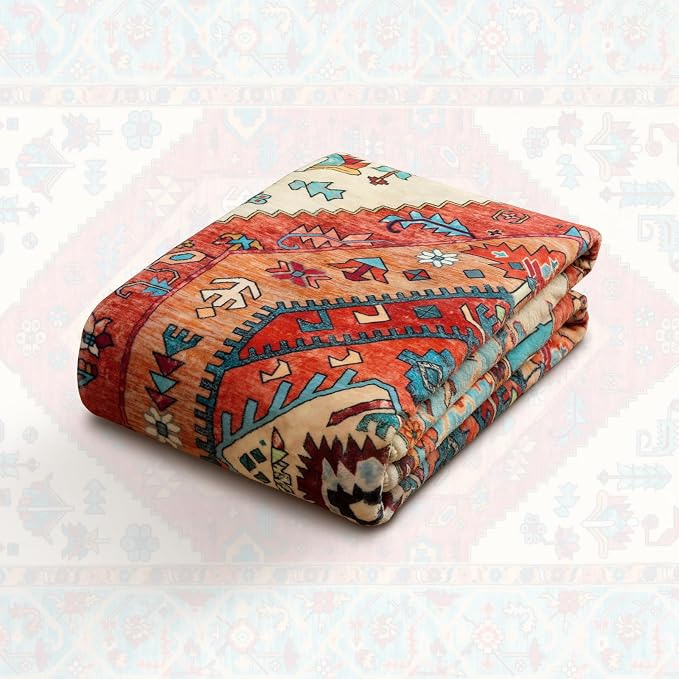 SERISSA 4x6 Boho Bedroom Rug, Washable Non Slip Vintage Orange Area Rugs - Image 7