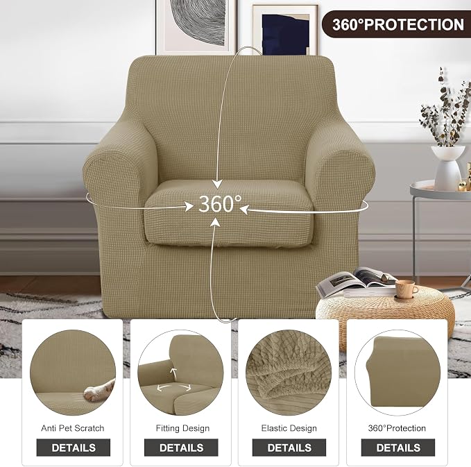 U-NICE HOME 2 Pieces Chair Covers Stretch Couch Cover Sofa Cover Washable Chair - Image 4