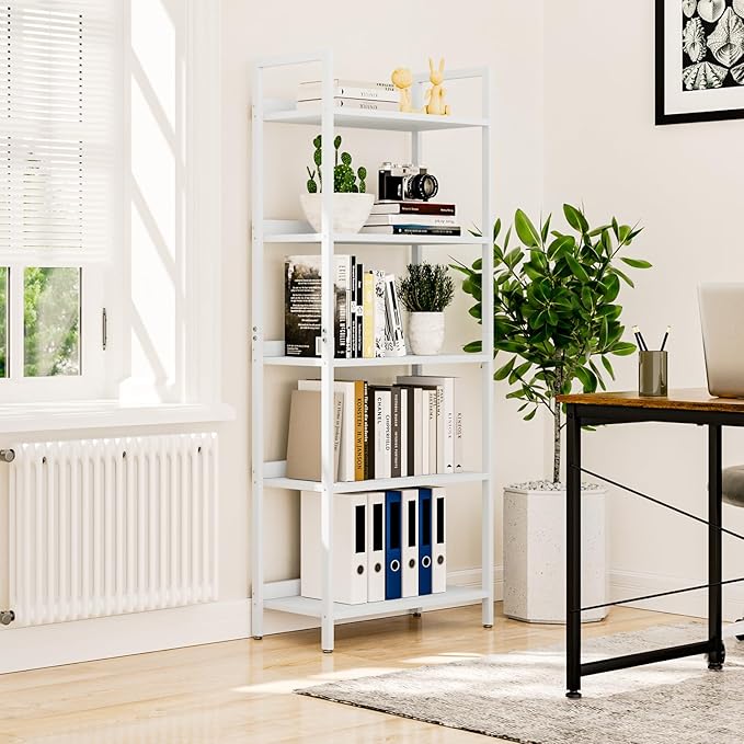 NUMENN Bookshelf, 5 Tier Bookshelves, Home Office Bookcase Shelf Storage - Image 2