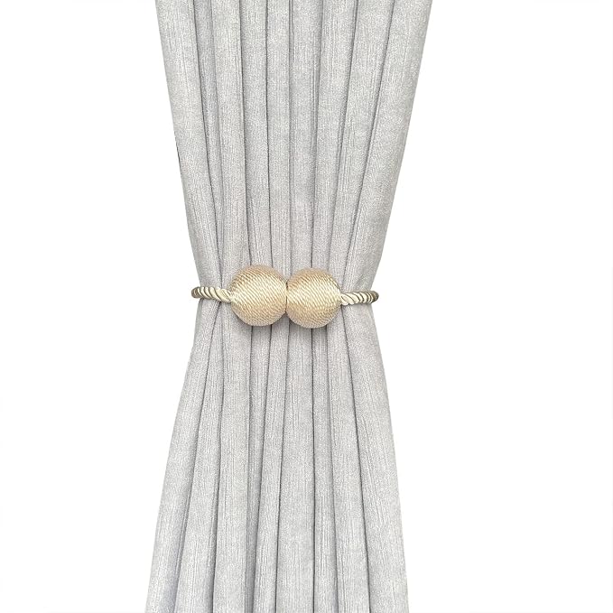 Melaluxe 2 Pack Magnetic Curtain Tiebacks, Decorative Curtain Holdbacks - Image 3