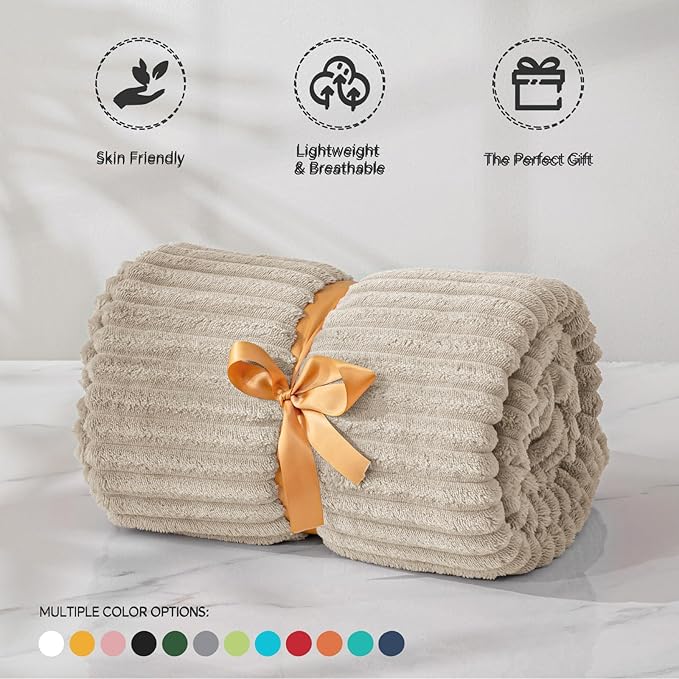 BEDELITE Fleece Blanket Twin Size – 3D Ribbed Jacquard Soft and Warm Decorative - Image 4