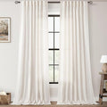 Cream Natural Linen Curtains 84 inch Length 2 Panels Set Neutral Rustic by Jolilight
