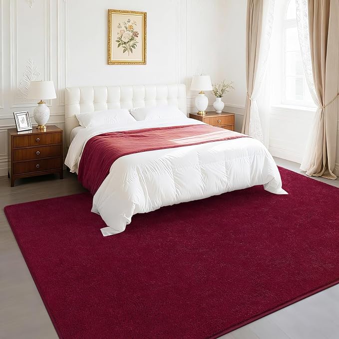 Soft Rugs for Living Room 4x6 Wine Red, Minimalist Area Rug for Bedroom Nursery - Image 3