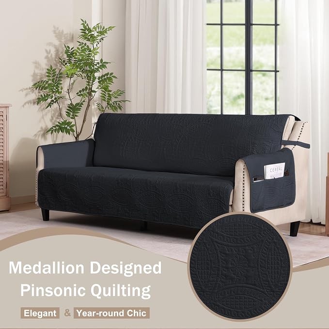 Blue Loveseat Covers for 2 Cushion Couch, Water-Repellent Slip Covers for Sofa - Image 8