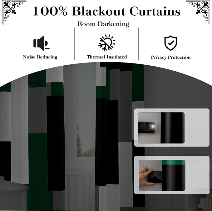 Tyrot Green 100% Blackout Curtains - Image 3