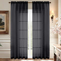 Aiyufeng Black Sheer Curtains 90 Inches Long, Light Filtering Rod Pocket Solid by Aiyufeng