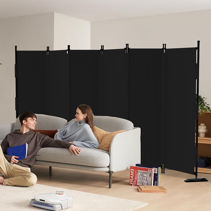 6 Panel Room Divider, 6ft Folding Screen Portable Wall Partition Room Divider by Kecreque