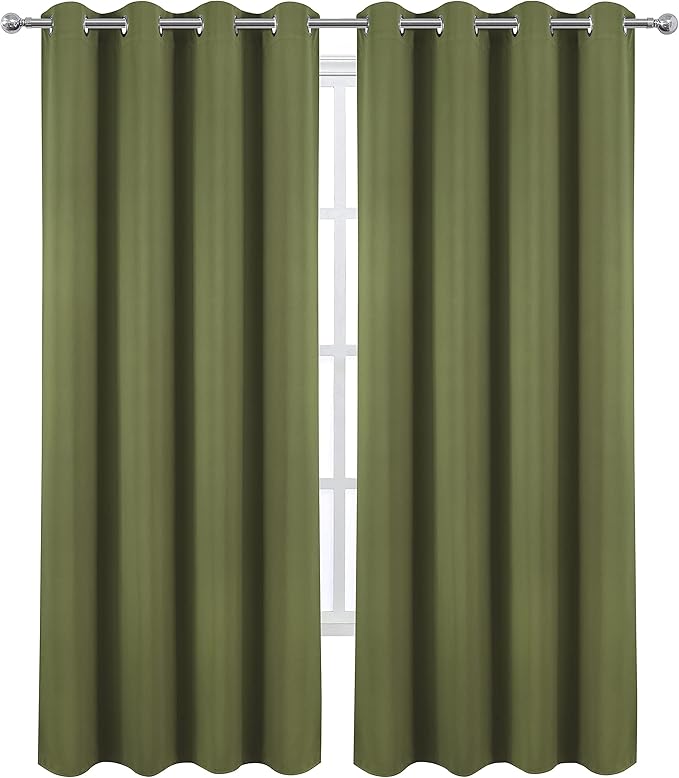 LEMOMO Olive Blackout Curtains/52 x 95 Inch/Set of 2 Panels Thermal Insulated - Image 2