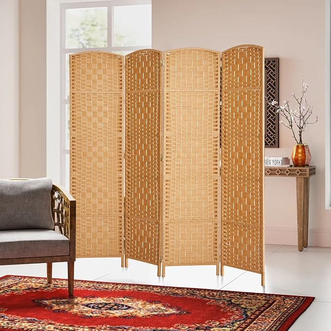 6 ft. Tall-Extra Wide-Diamond Weave Fiber Room Divider - Image 2
