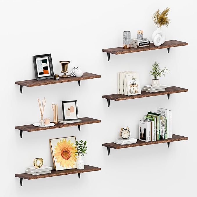 SKYSEN Floating Shelves for Wall Set of 6, 23.6in Wood Wall Shelf for Decor by skysen