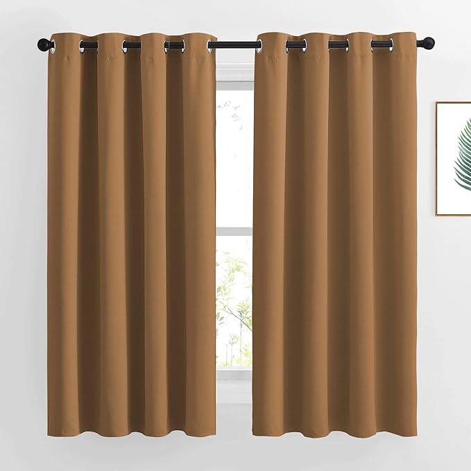 NICETOWN Gold Brown Curtains for Living Room, Grommet 50% Blackout Thermal by NICETOWN