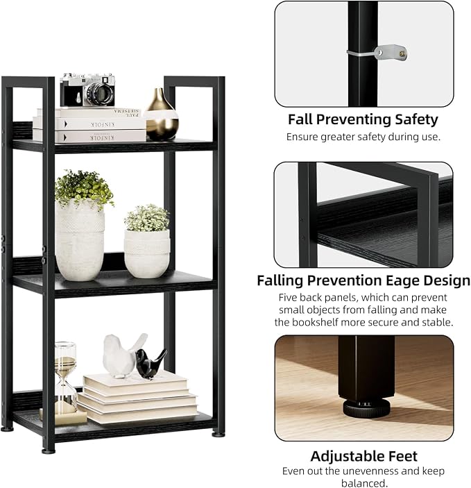 NUMENN Narrow Bookshelf, 3 Tier Bookshelves, Home Office Bookcase Shelf Storage - Image 5