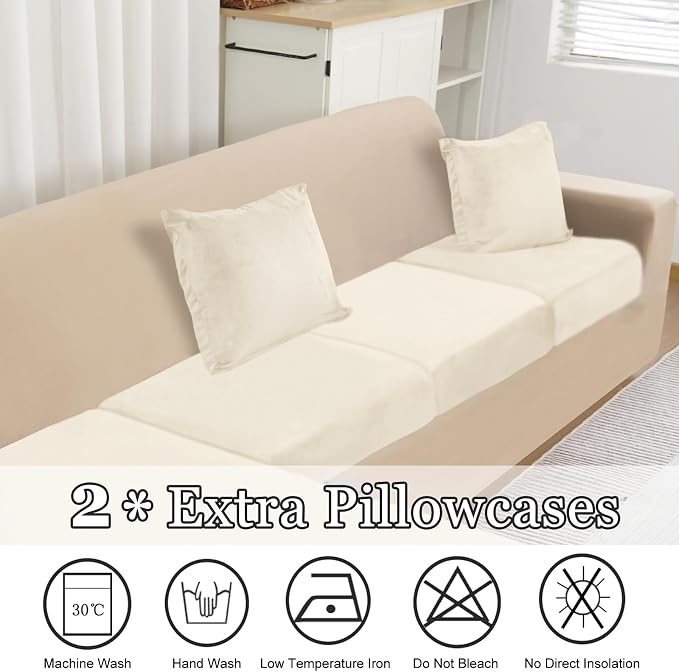 NAISI Sectional Couch Cover 3 Pieces Velvet Separate Couch Cushion Covers L - Image 4
