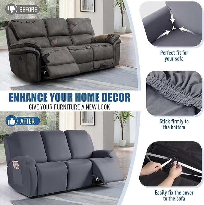 TAOCOCO Stretch Recliner Sofa Covers 3 Pieces Couch Covers - Image 5
