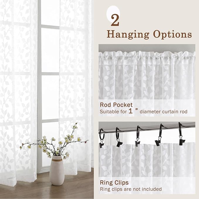 Chyhomenyc White Sheer Curtains 84 Inch Length 2 Panels Set, Light Filtering - Image 5