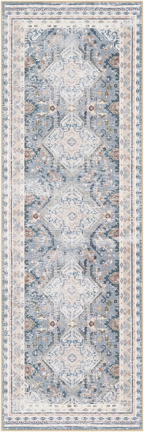 Phantoscope Washable Runner Rug 2'x6' Non-Slip, Vintage Neutral Hallway Rugs - Image 2