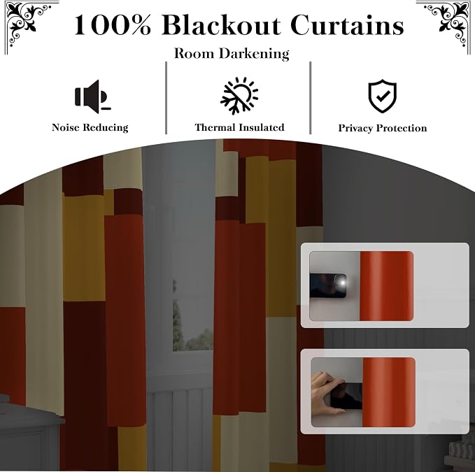 Tyrot Rust Burnt Orange 100% Blackout Curtains - Image 3