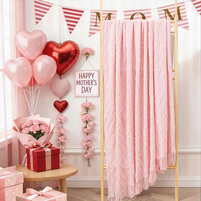 inhand Pink Knitted Throw Blanket - Image 7