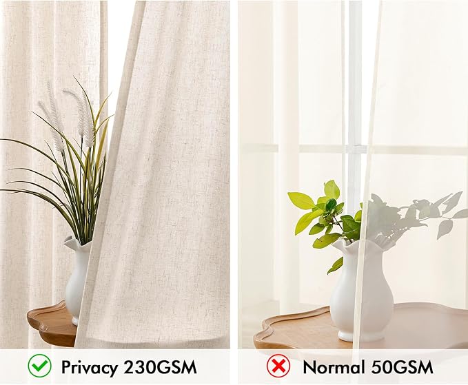 MIULEE Non-See-Through Privacy Linen Curtains 2 Panels, Light Filtering Window - Image 4