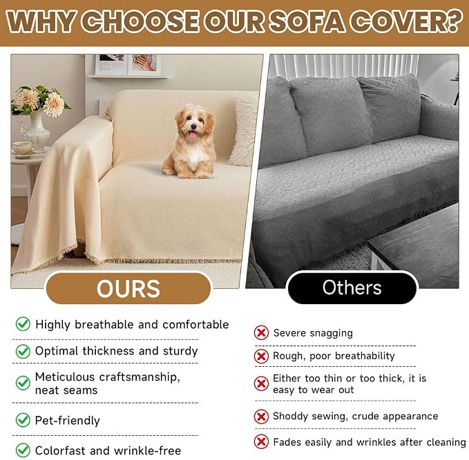 ROOMLIFE Boho Beige Couch Cover - Image 4