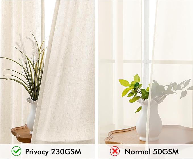 MIULEE Non-See-Through Privacy Linen Curtains 2 Panels, Light Filtering Window - Image 4