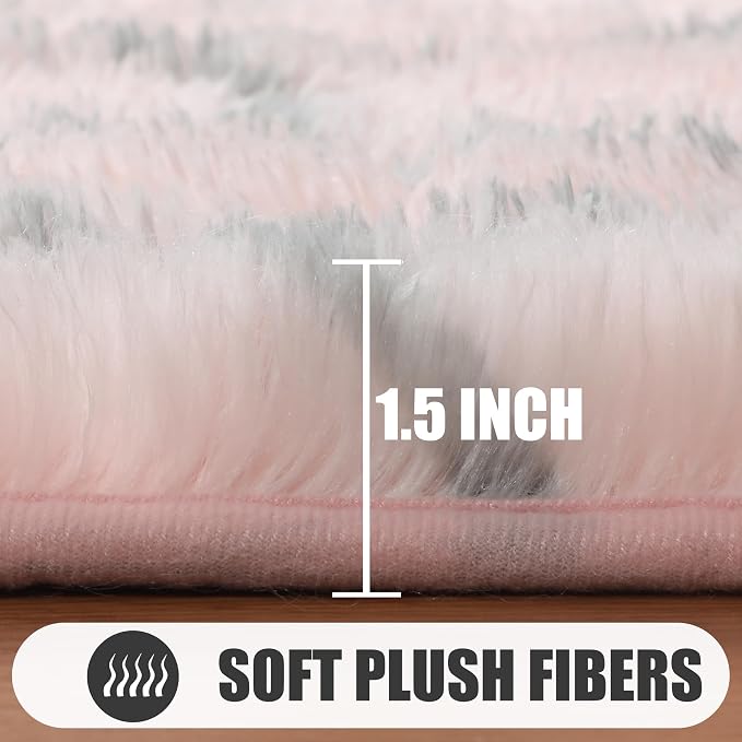 ONASAR Rugs for Living Room Bedroom, 5x8 Fluffy Pink and Grey Area Rug - Image 2