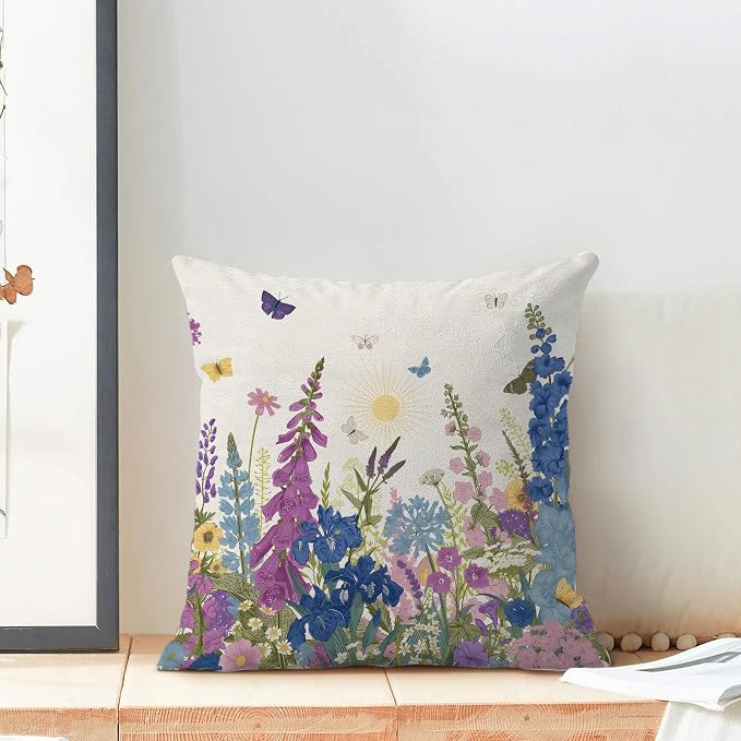 AEIOAE Spring Pillow Covers 18x18 Inch Set of 2, Seasonal Floral Plant Outdoor - Image 3