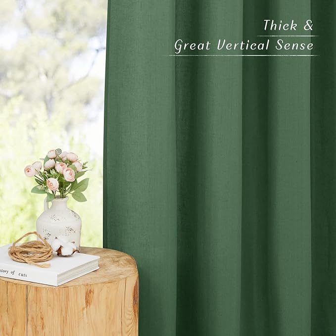 NICETOWN Linen Flax Semi Sheer Curtains 92" Length, Grommet Window Treatments - Image 6