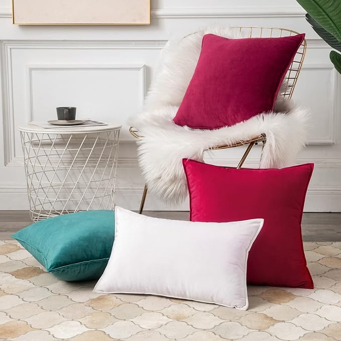 MIULEE Pure White Velvet Throw Pillow Covers 24x24 Soft Decorative Solid Square - Image 8