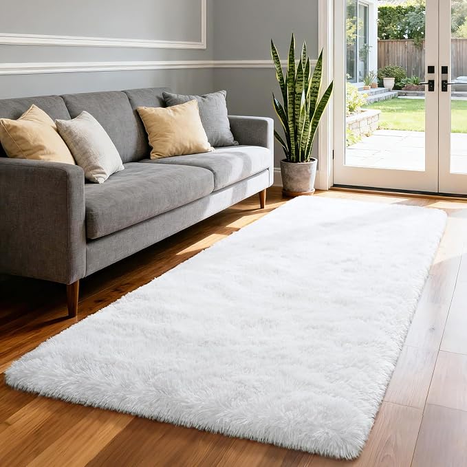 Merelax Soft Runner Rugs for Living Room Hallways Entry, 2x6 Snow White Fluffy - Image 2