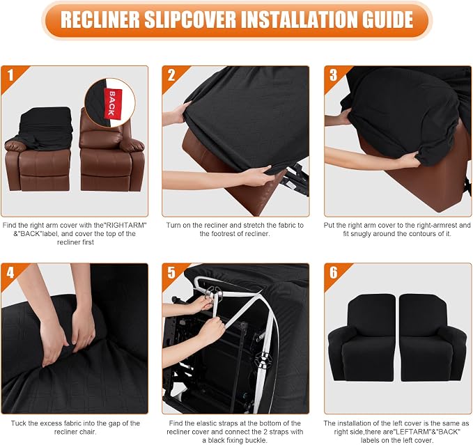 VANSOFY Recliner Cover, 2-Pieces Stretch Reclining Couch Cover - Image 6