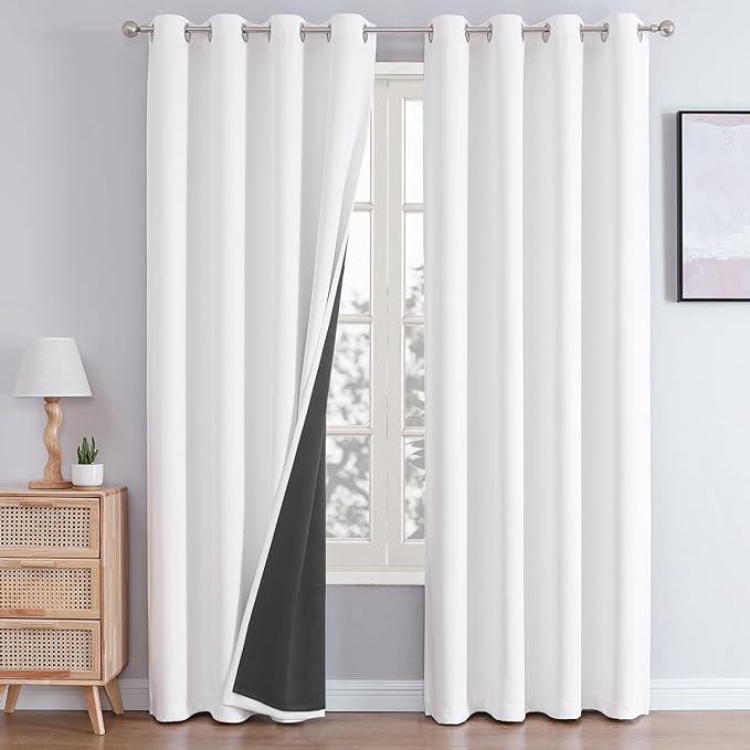 ChrisDowa White 100% Blackout Curtains 120 inch Long by ChrisDowa