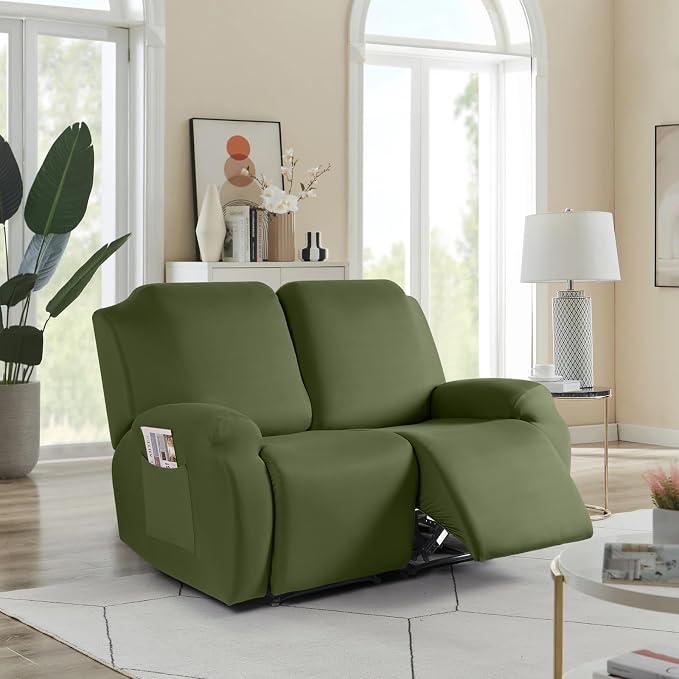 TAOCOCO Recliner Loveseat Slipcover, 2 Pieces Polyester Fabric Stretch Sofa - Image 8
