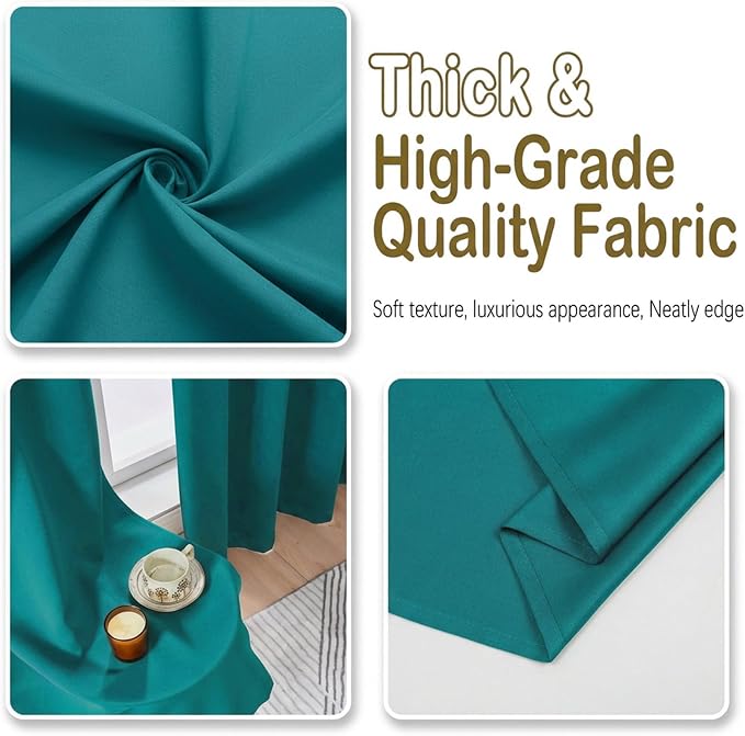OVZME Teal Blackout Curtains for Bedroom 72 Inch Length 2 Panels Set, Thermal - Image 7