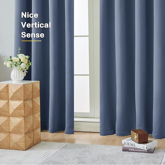 OVZME Denim Blue Short Blackout Curtains - Image 9