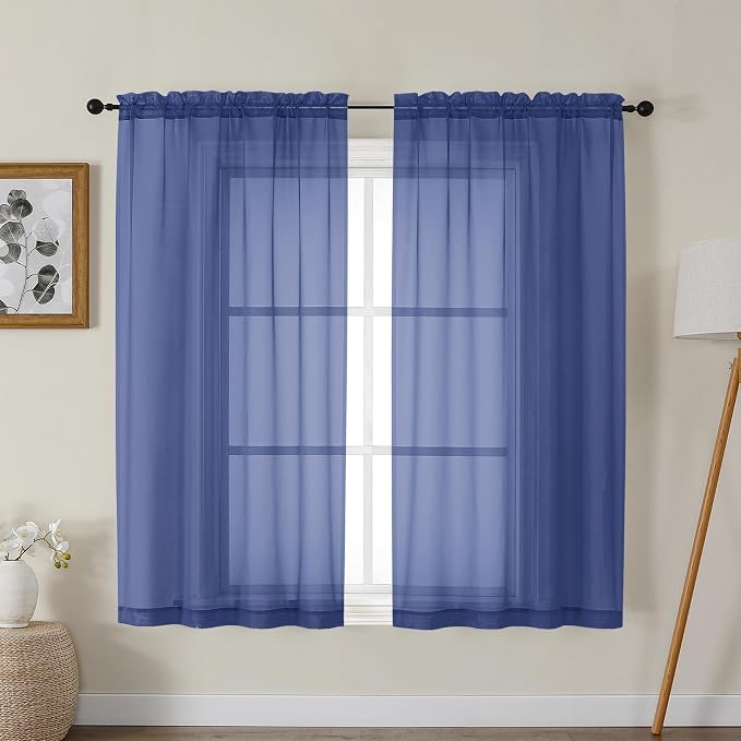 Gwine Royal Blue Sheer Curtains by Gwine