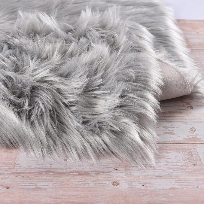 ORINOVA Light Silver Gray Faux Washable Shaggy Fur Rugs - Image 9