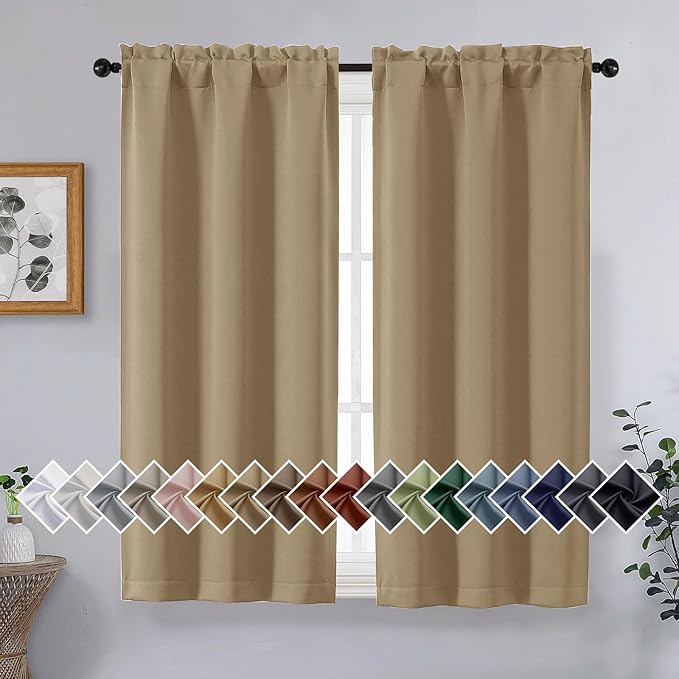 OVZME Taupe Short Blackout Curtains by OVZME