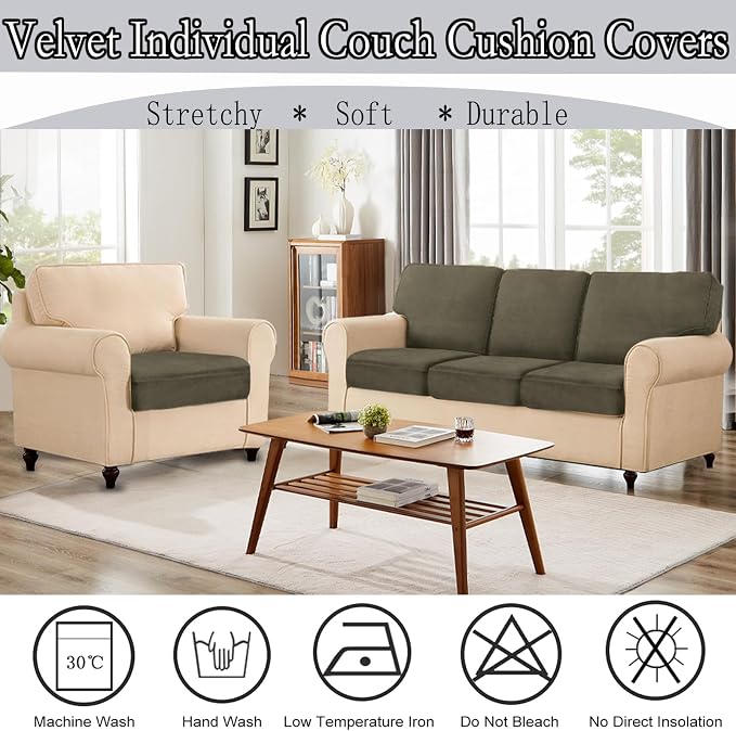 NAISI Couch Cushion Covers 1 Piece Velvet Stretch Sofa Seat Covers or Backrest - Image 5