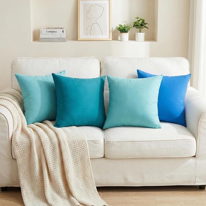 Thmyo 4-Pack 100% Cotton Comfortable Solid Decorative Throw Pillow Case Square - Image 3